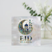 Eid Mubarak - Abalone Shell, Pearl en Gold Feestdagenkaart (Staand voorkant)