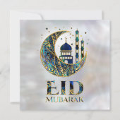 Eid Mubarak - Abalone Shell, Pearl en Gold Feestdagenkaart (Voorkant)