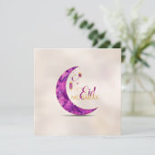 Eid Mubarak - Amethyst Crescent op parels Feestdagenkaart (Staand voorkant)