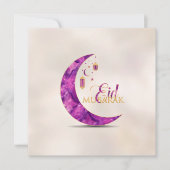 Eid Mubarak - Amethyst Crescent op parels Feestdagenkaart (Voorkant)