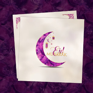 Eid Mubarak - Amethyst Crescent op parels Feestdagenkaart