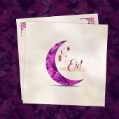 Eid Mubarak - Amethyst Crescent op parels Feestdagenkaart