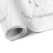 Eid Mubarak Arabic Wrapping Paper Marble White Cadeaupapier (Rol Hoek)