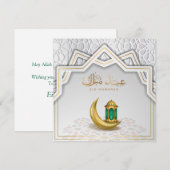 Eid Mubarak Arabisch Calligrafie Gold Crescent Feestdagenkaart (Voorkant / Achterkant)