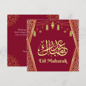 Eid Mubarak Arabisch goud en Bourgondië Feestdagenkaart (Voorkant / Achterkant)