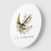 Eid Mubarak | Arabisch kalligrafie | Gold Moon Grote Klok (Hoek)