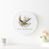Eid Mubarak | Arabisch kalligrafie | Gold Moon Grote Klok (Huis)