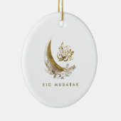 Eid Mubarak | Arabisch kalligrafie | Gold Moon Keramisch Ornament (Rechts)