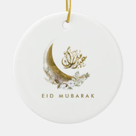 Eid Mubarak | Arabisch kalligrafie | Gold Moon Keramisch Ornament