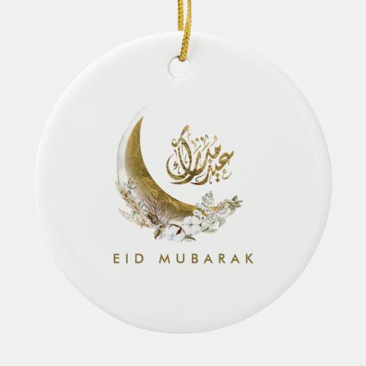 Eid Mubarak | Arabisch kalligrafie | Gold Moon Keramisch Ornament (Voorkant)