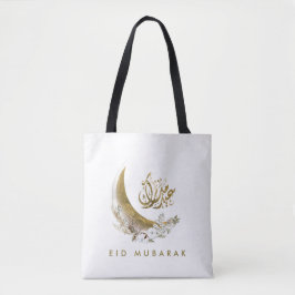 Eid Mubarak | Arabisch kalligrafie | Gold Moon Tote Bag