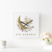 Eid Mubarak | Arabisch kalligrafie | Gold Moon Vierkante Klok (Huis)