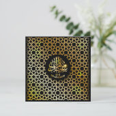 Eid Mubarak Arabisch Patroon Calligrafie Gold Blac Feestdagenkaart (Staand voorkant)