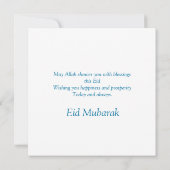 Eid Mubarak Arabisch Patroon Calligrafie Gold Blue Feestdagenkaart (Achterkant)