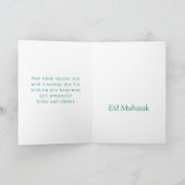 Eid Mubarak Arabisch Patroon Calligrafie Gold Blue Kaart (Binnen)