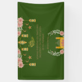 Eid Mubarak Arabische Kalligrafie Bloemenmoskee Gr Spandoek (Verticaal)