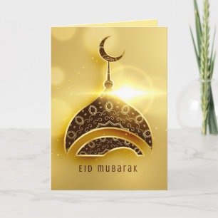 Eid Mubarak Beautiful Brown and Golden Feestdagen Kaart