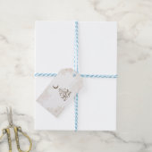 Eid Mubarak | Beige bloemblaadjes kalligrafie Cadeaulabel (Met Touw)