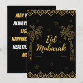 Eid Mubarak Black en Gold Feestdagenkaart (Voorkant / Achterkant)