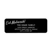 Eid Mubarak Black Retouradres Sticker Label (Voorkant)