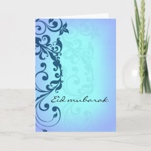 Eid mubarak - blauw wenskaart feestdagen kaart