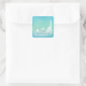 Eid Mubarak Blauwe Waterverf Moskee - Sticker (Tas)