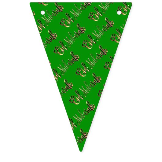 Eid Mubarak Blessed Eid Text Pattern Gold Green Vlaggetjes (Tweede vlag)