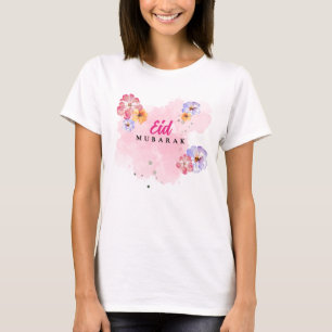 Eid Mubarak Bloemen T-shirt. Waterverf Zomer T-shirt