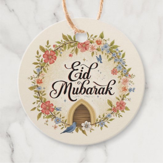Eid mubarak bloemengeschenklabel bedankjes labels (Voorkant)
