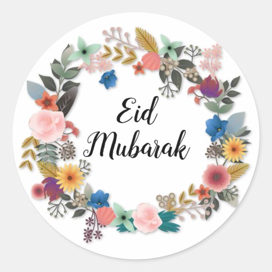 EID MUBARAK BLOEMENKRANS STICKER (Voorkant)