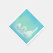 Eid Mubarak Blue Waterverf Mosque - Papier Napkin Servet (Hoek)