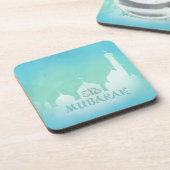 Eid Mubarak Blue Waterverf Mosque Plastic Onderzet Bier Onderzetter (Linkerzijde)