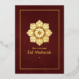 Eid Mubarak bordeauxrode en gouden folie kerstkaar Feestdagenkaart