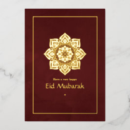 Eid Mubarak bordeauxrode en gouden folie kerstkaar Folie Feestdagenkaart