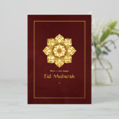 Eid Mubarak bordeauxrode en gouden folie kerstkaar Folie Feestdagenkaart (Staand Voorkant)