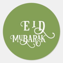 Eid Mubarak Bos Groene Kleur Plain Ronde Sticker