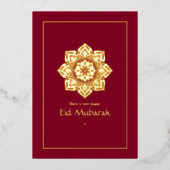 Eid Mubarak Bourgondi en Goud Folie Feestdagenkaart (Voorkant)