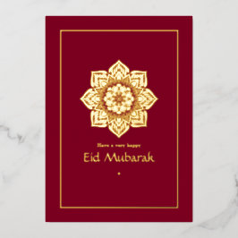 Eid Mubarak Bourgondië en Goud Folie Feestdagenkaart