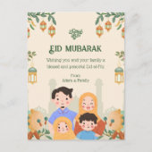 Eid Mubarak Briefkaarten - Schattigee familie (Voorkant)