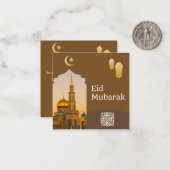 Eid Mubarak Brown en Gold met gouden tekst Notitiekaartje (Voorkant / Achterkant in situ)