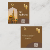 Eid Mubarak Brown en Gold met gouden tekst Notitiekaartje (Voorkant / Achterkant)