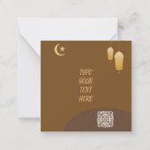 Eid Mubarak Brown en Gold met  tekst Notitiekaartje (Achterkant)