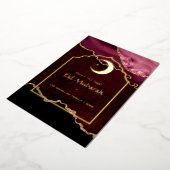 Eid Mubarak Burgundy en Gold Agate Folie Feestdagenkaart (Gedraaid)
