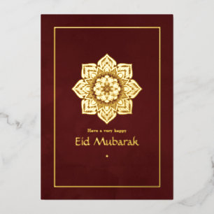 Eid Mubarak Burgundy en Gold Foil Holiday Kaart