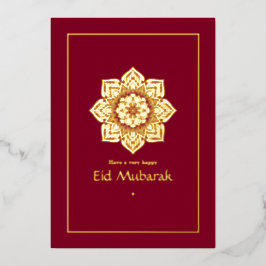 Eid Mubarak Burgundy en Gold Folie Feestdagenkaart