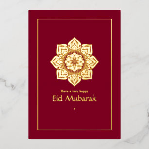Eid Mubarak Burgundy en Gold Folie Feestdagenkaart