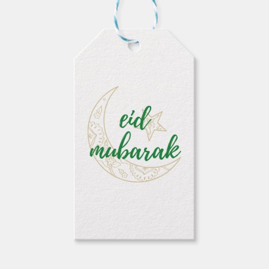 Eid Mubarak Cadeau Label - Groen en Goud Cadeaulabel (Voorkant)