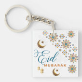 Eid Mubarak Calligrafie Maan Moslim Feest   Sleutelhanger (Voorkant)