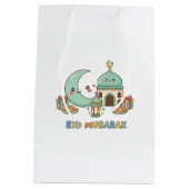Eid Mubarak Celebration - Kawaii Smiling Moon Medium Cadeauzakje (Achterkant)