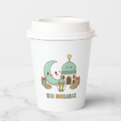 Eid Mubarak Celebration - Kawaii Smiling Moon Papieren Bekers (Achterkant)